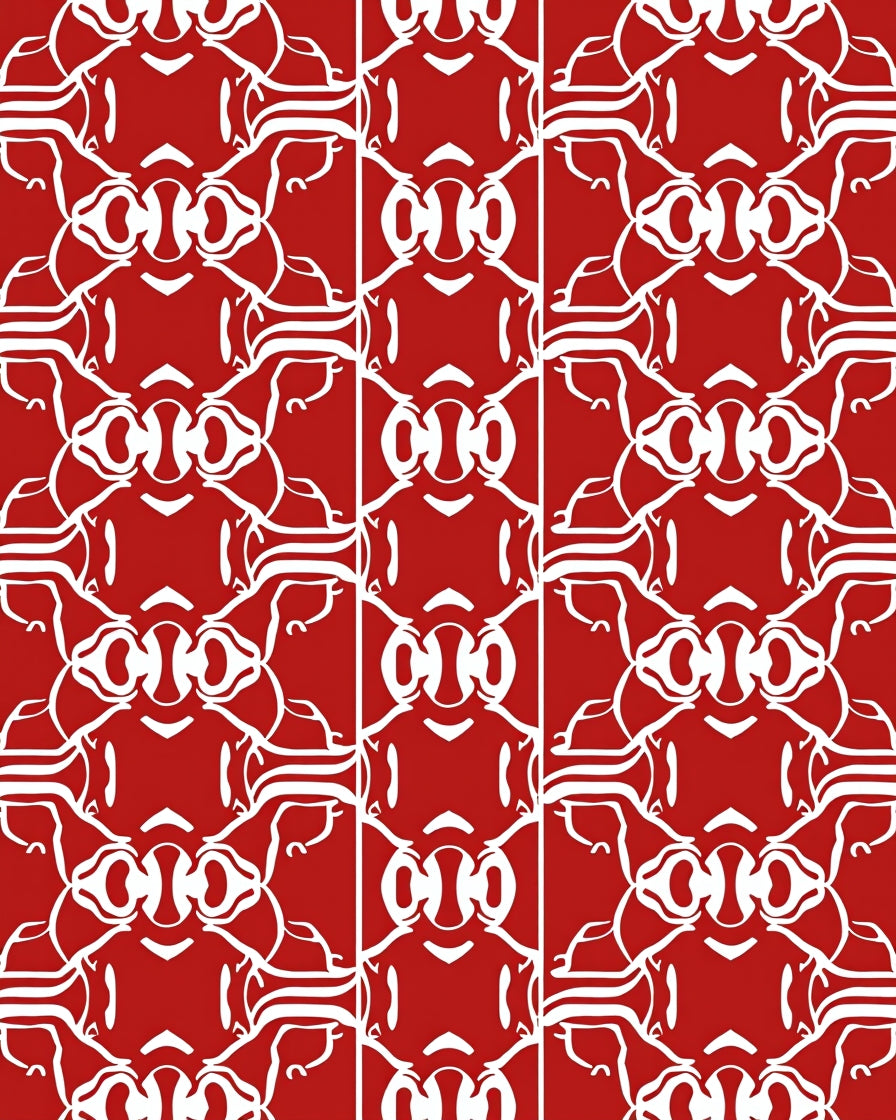 Red White Abstract Contemporary Design Rug