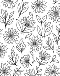 Floral Line Art Botanical Pattern Rug