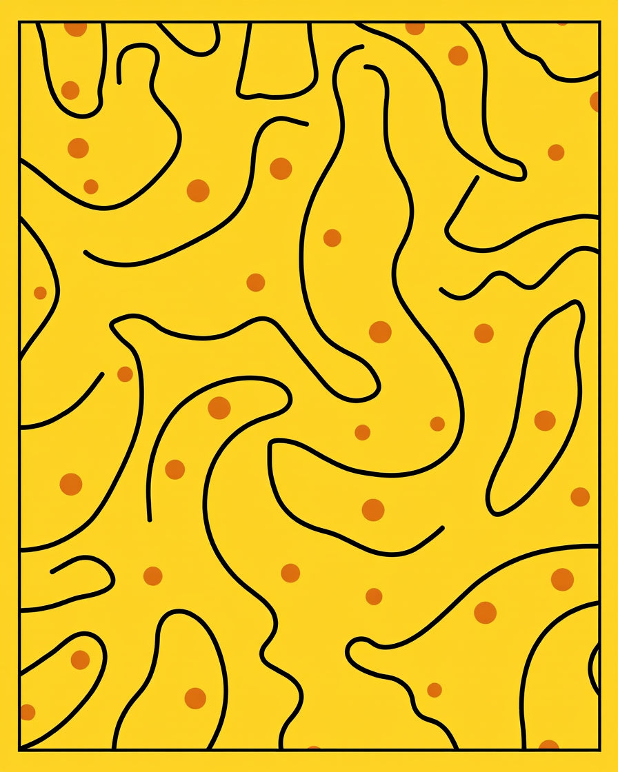 Abstract Yellow Curvy Dots Design Rug