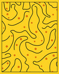 Abstract Yellow Curvy Dots Design Rug