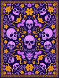 Skull Flower Floral Vine Design Rug