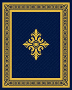 Classic Blue Gold Ornate Scroll Design Rug