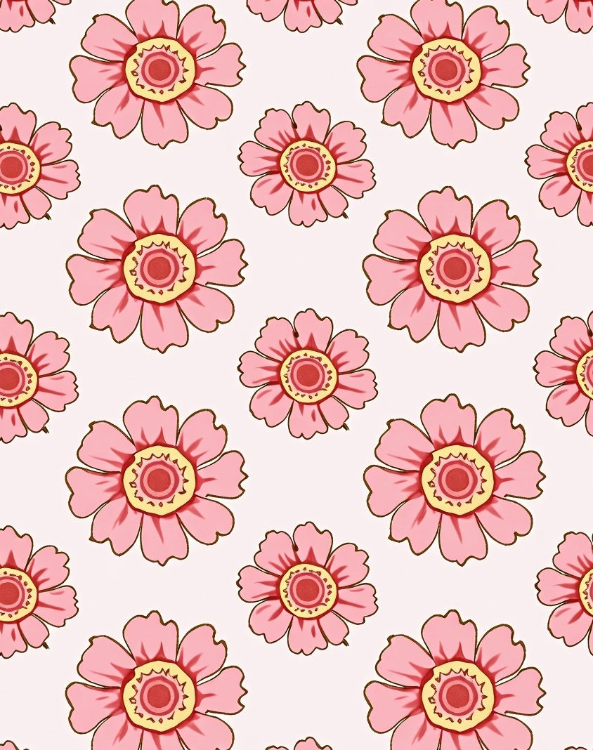 Pink Floral Pattern With Yellow Accents Rug