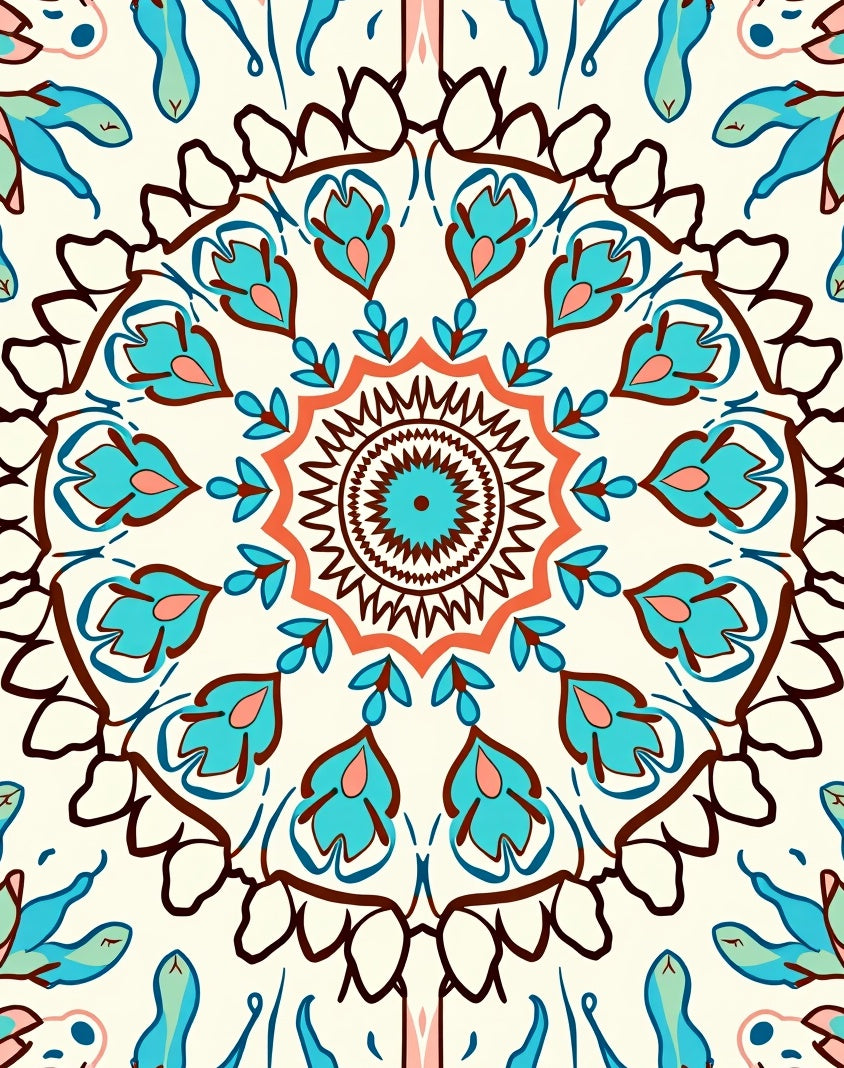 Vibrant Mandala Floral Pattern Rug