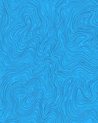 Abstract Blue Wavy Line Pattern Rug