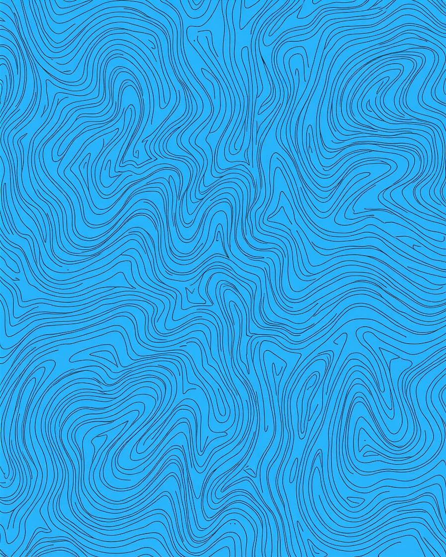Abstract Blue Wavy Line Pattern Rug