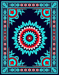 Bold Geometric Medallion With Border Rug