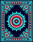 Bold Geometric Medallion With Border Rug