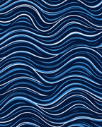 Wavy Blue Flow Pattern Rug