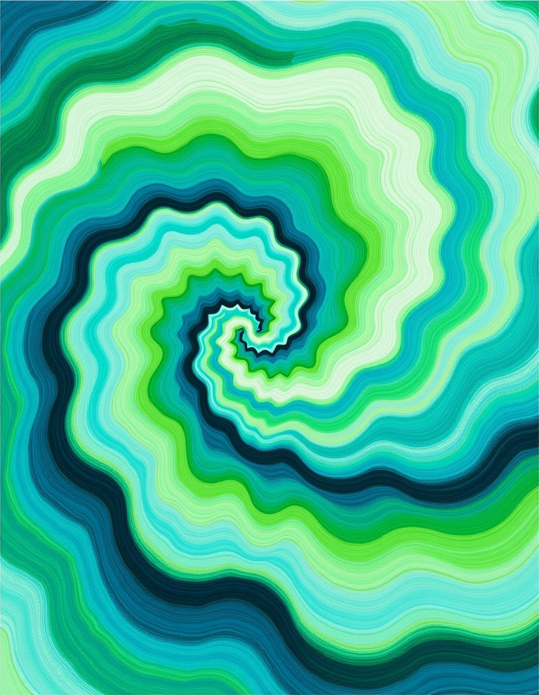 Vibrant Aqua Green Swirl Pattern Rug