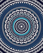 Intricate Blue Geometric Mandala Design Rug