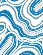 Abstract Blue Swirling Lines Rug