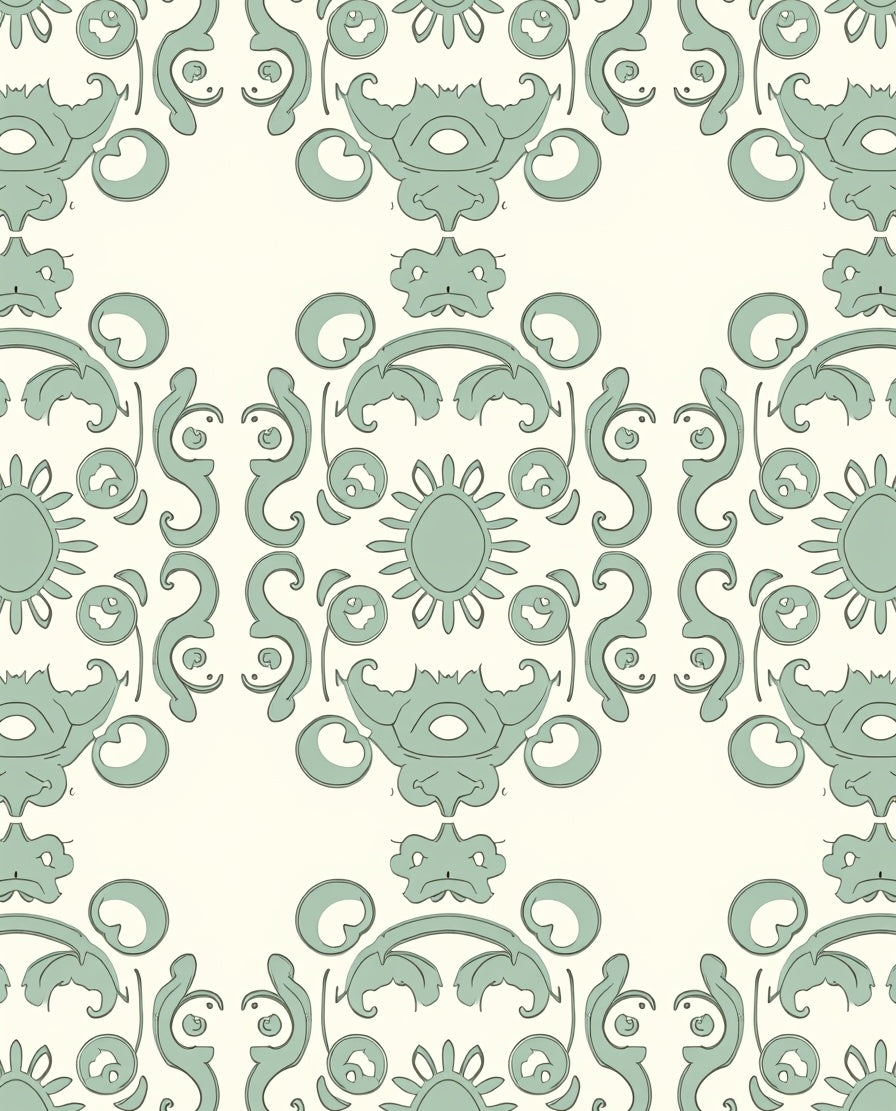 Vintage Floral Damask Scrolling Pattern Rug
