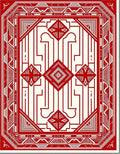 Bold Red Cream Geometric Pattern Rug