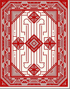 Bold Red Cream Geometric Pattern Rug