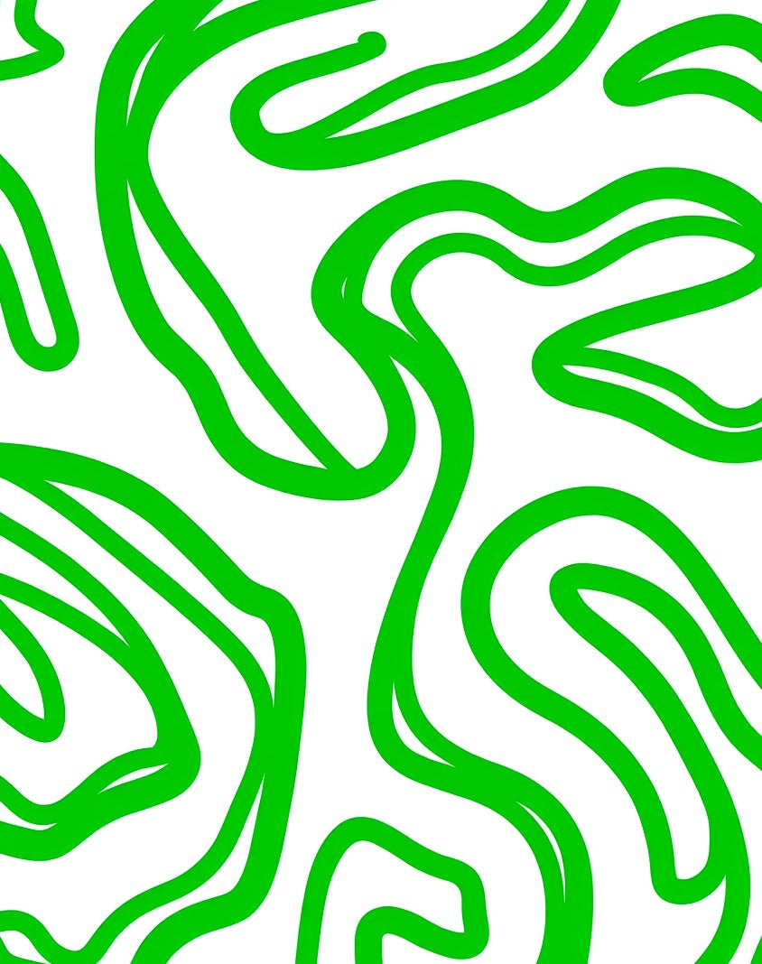 Bold Neon Green Abstract Swirl Pattern Rug