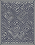 Abstract Black White Geometric Maze Design Rug