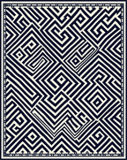 Abstract Black White Geometric Maze Design Rug