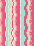 Pink Aqua Cream Wavy Stripes Rug