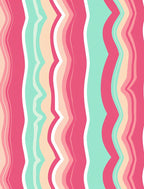 Pink Aqua Cream Wavy Stripes Rug