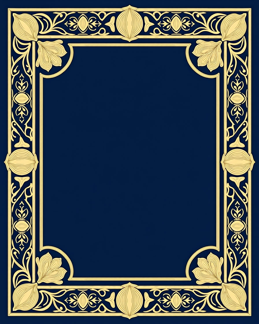 Gold Floral Border Accent Rug