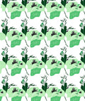 Green Abstract Floral Leaf Pattern Rug