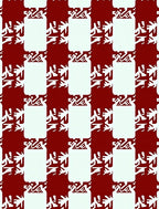 Bold Red White Interlocking Shape Pattern Rug