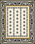 Black Gold Floral Border Design Rug