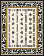 Black Gold Floral Border Design Rug