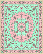 Pastel Floral Medallion Pattern Rug