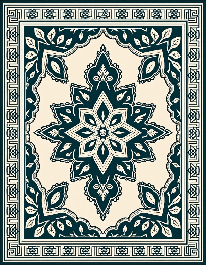 Ornate Floral Mandalas Graphic Design Rug