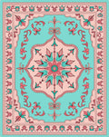 Retro Floral Centerpiece With Border Rug