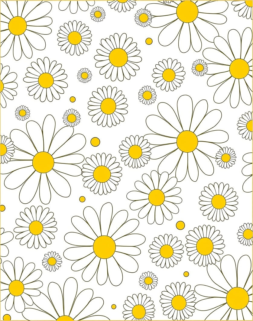 Daisy Floral Pattern With Yellow Centers Rug