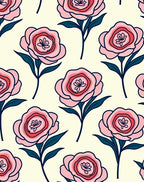 Pink Rose Floral Pattern Rug