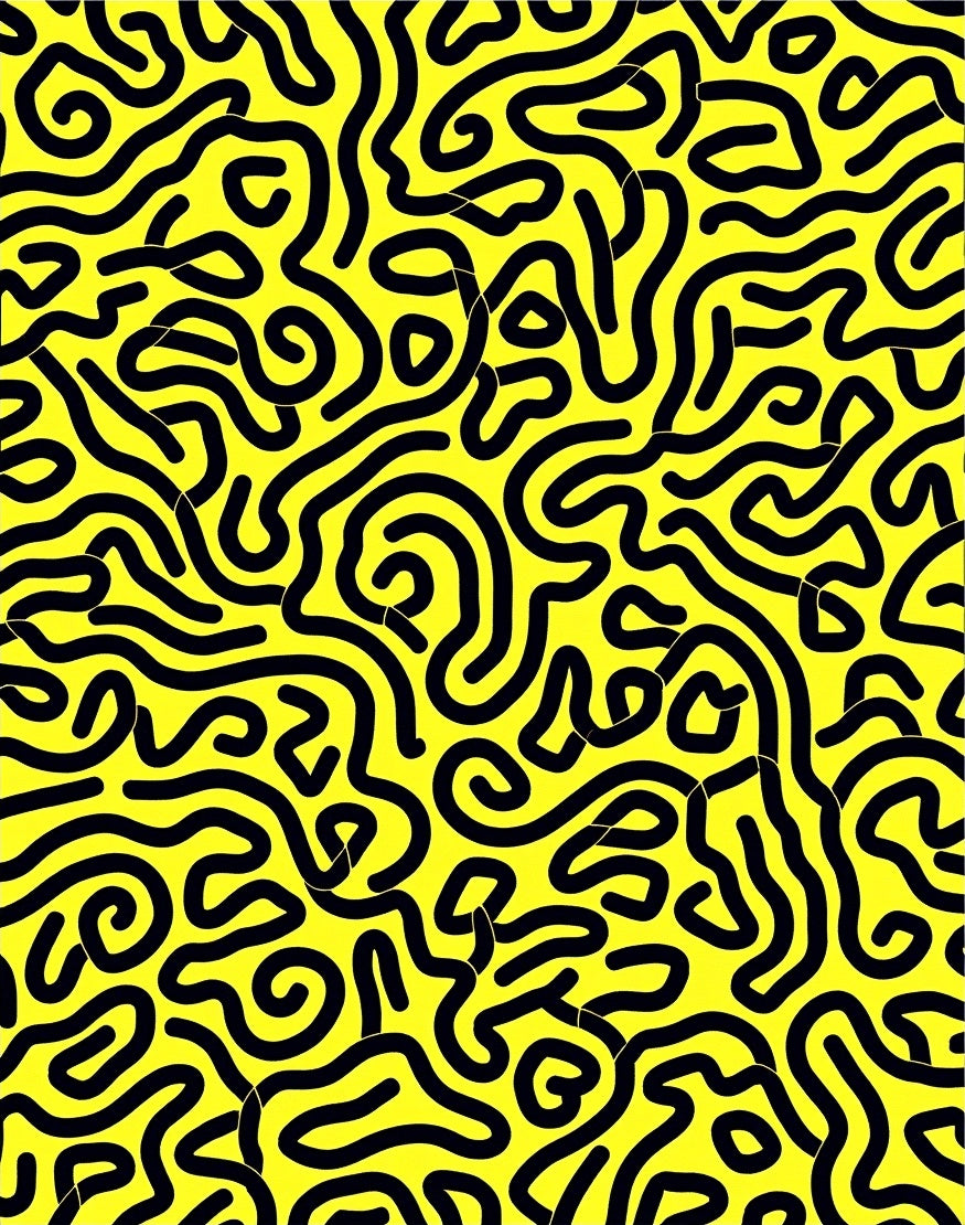 Abstract Black Line Yellow Pattern Rug