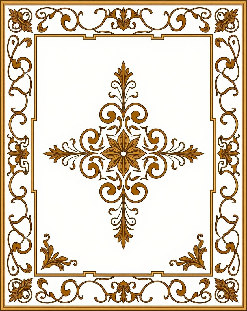 Ornate Floral Scrollwork Pattern Rug