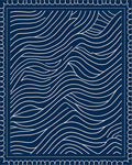 Navy White Organic Wave Pattern Rug