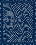 Navy White Organic Wave Pattern Rug
