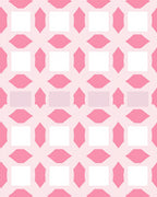 Pink White Geometric Lattice Pattern Rug