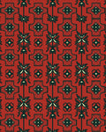 Regal Red Green Floral Motif Rug
