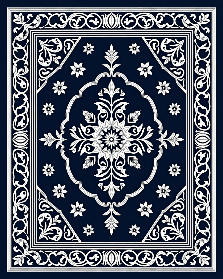 Classic White Floral Medallion Rug