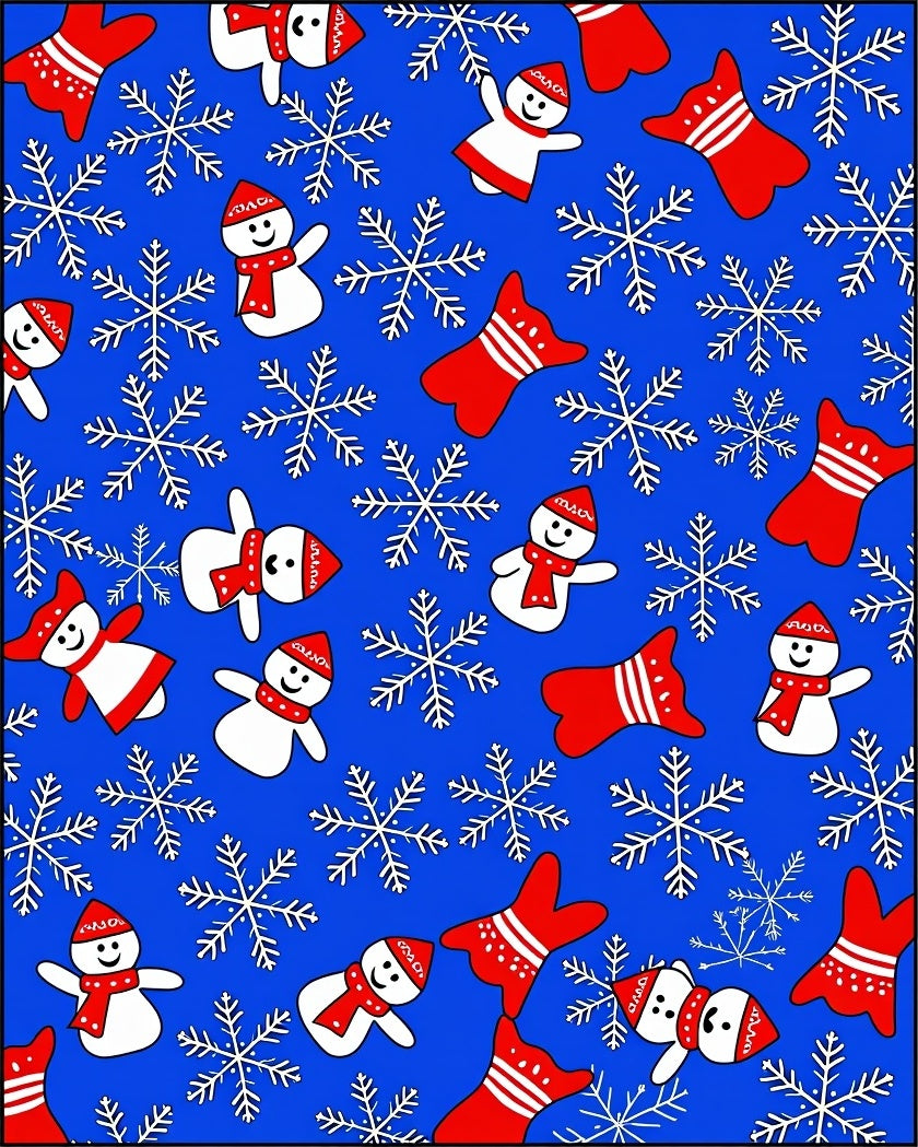 Festive Snowmen And Snowflakes Rug