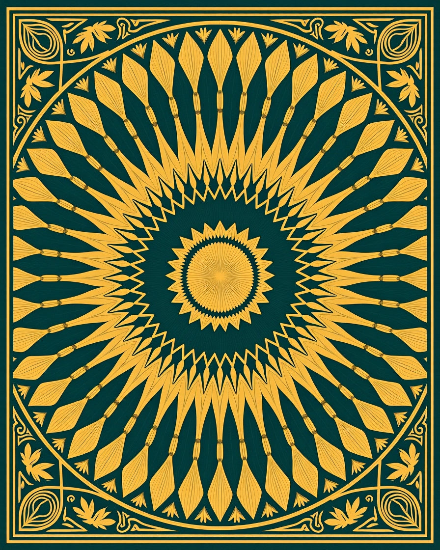 Radiant Sunburst Mandala Pattern Rug
