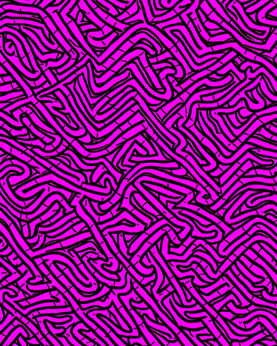 Bold Pink Abstract Maze Pattern Rug