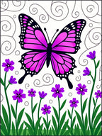 Vibrant Butterfly With Purple Flowers Rug