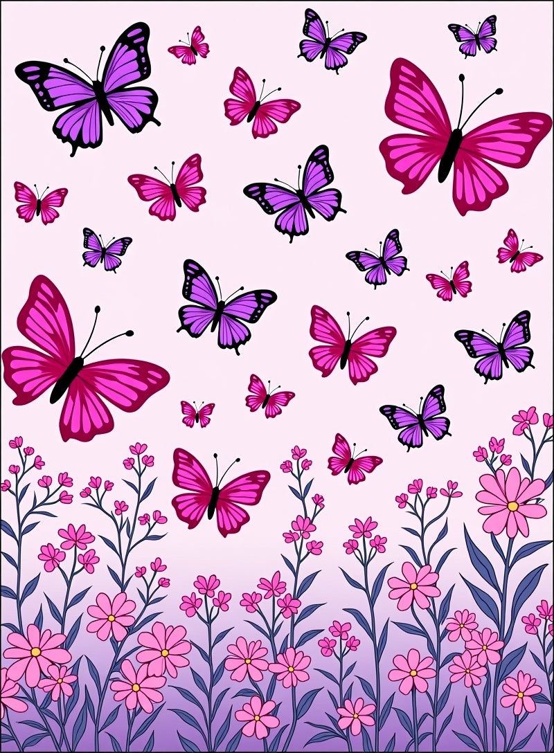 Whimsical Butterflies Flowers Pattern Rug