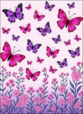 Whimsical Butterflies Flowers Pattern Rug