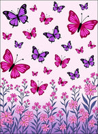 Whimsical Butterflies Flowers Pattern Rug