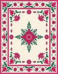 Crimson Floral Garland Border Rug