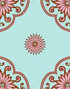 Pink Floral Medallion Pattern Rug
